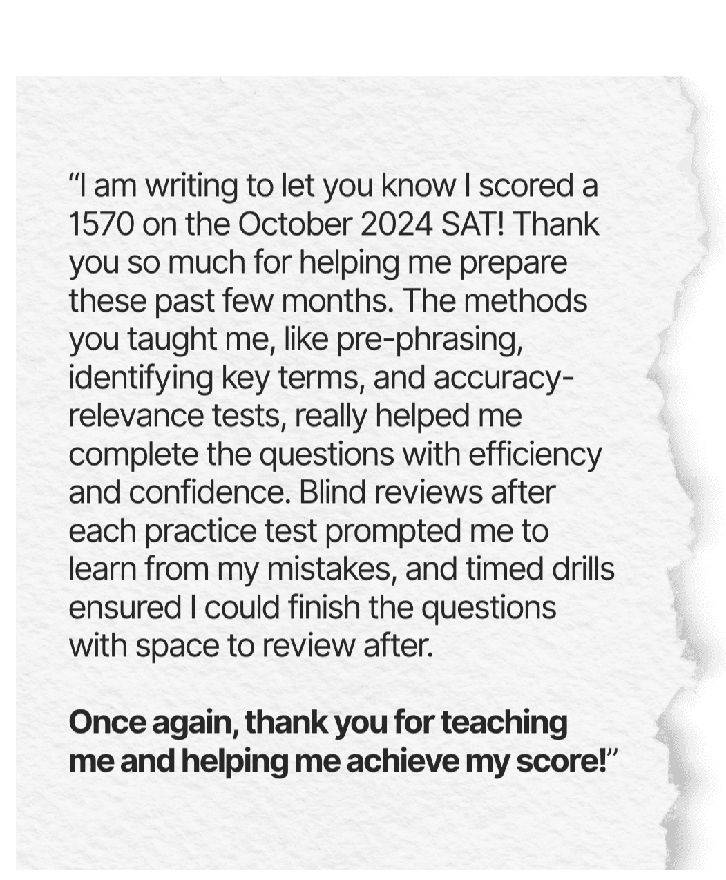 Student testimonial